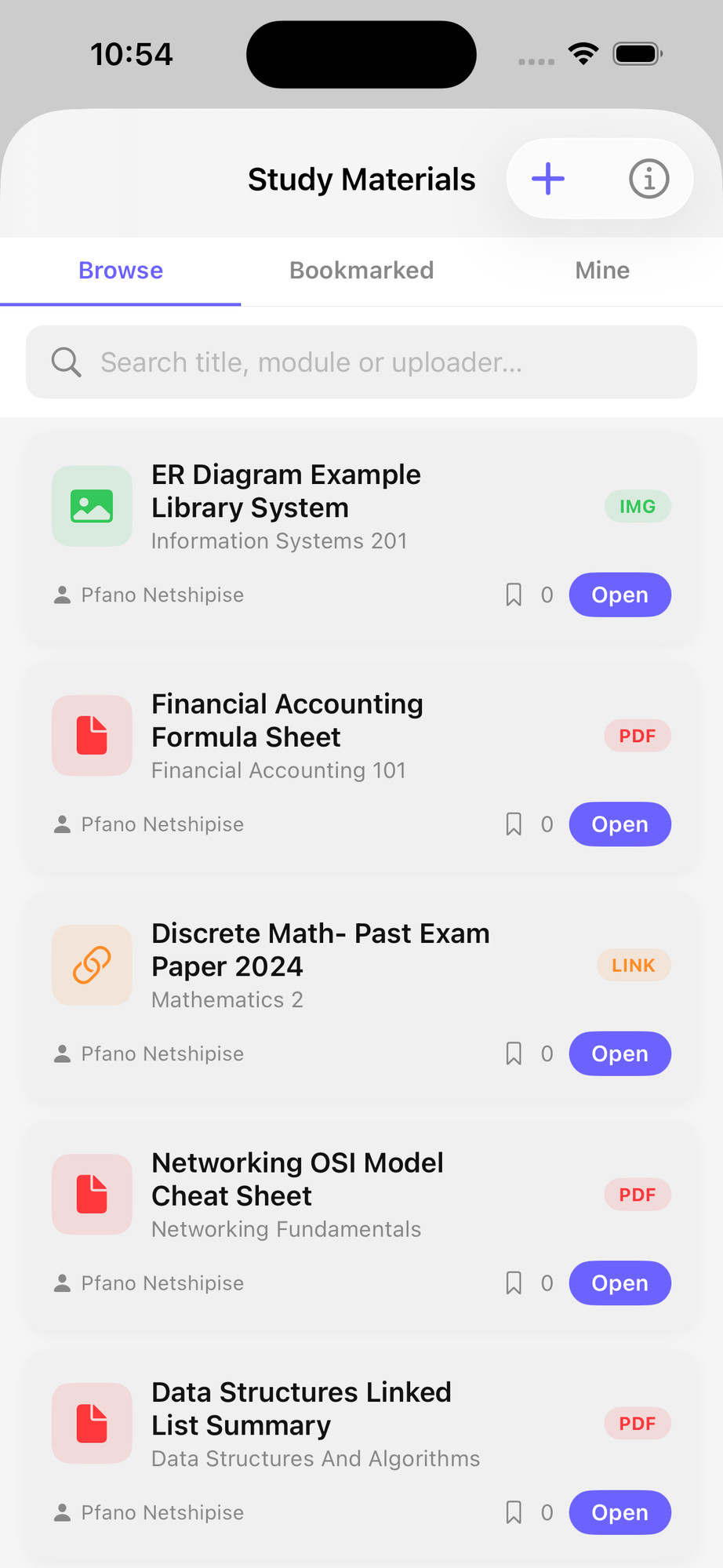 Study Materials — Student Core screenshot